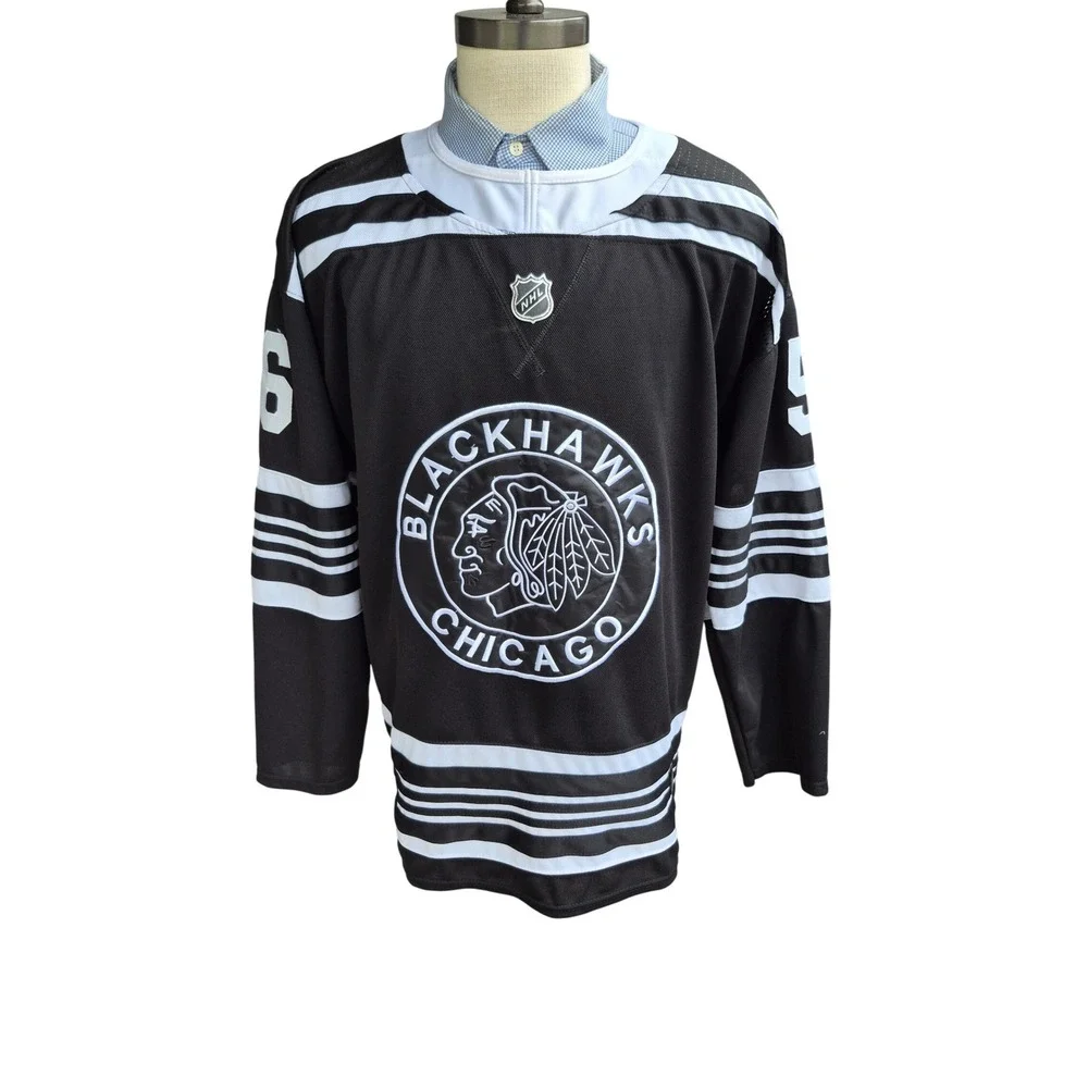 Chicago Blackhawks NHL Jersey Black White 2019 Gustafsson Winter Classic Mens 56